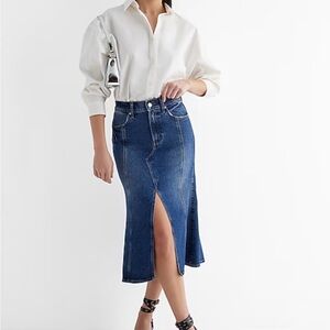 Women's Express Denim Maxi Skirt with Front Slit Size 6 NWT!